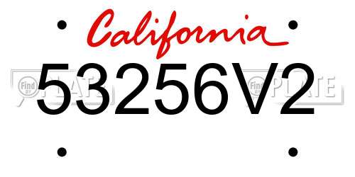 53256V2 California License Plate