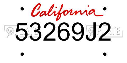 53269J2 California License Plate