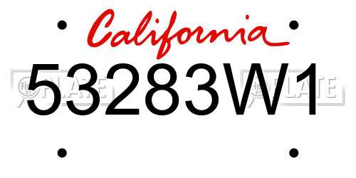 53283W1 California License Plate