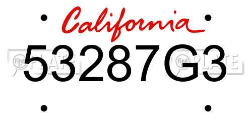 53287G3 California License Plate