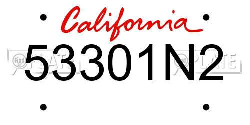 53301N2 California License Plate