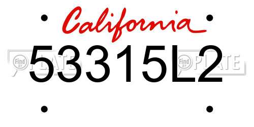 53315L2 California License Plate