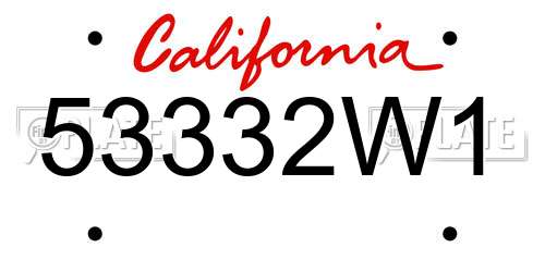 53332W1 California License Plate
