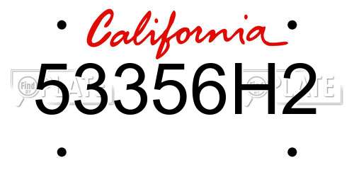 53356H2 California License Plate