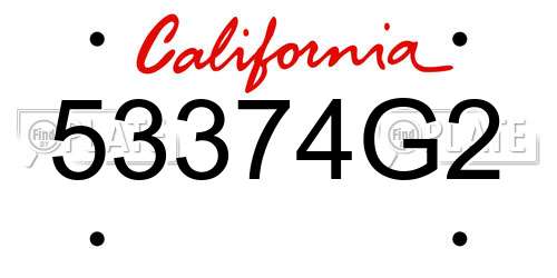 53374G2 California License Plate