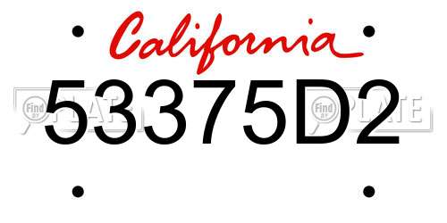 53375D2 California License Plate