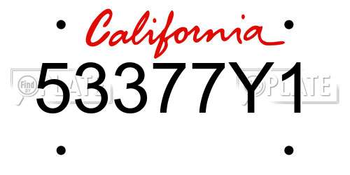 53377Y1 California License Plate