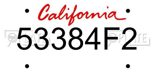 53384F2 California License Plate