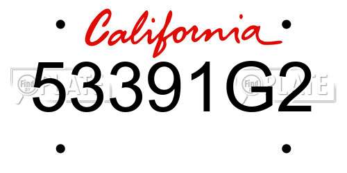53391G2 California License Plate