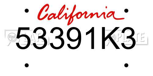 53391K3 California License Plate