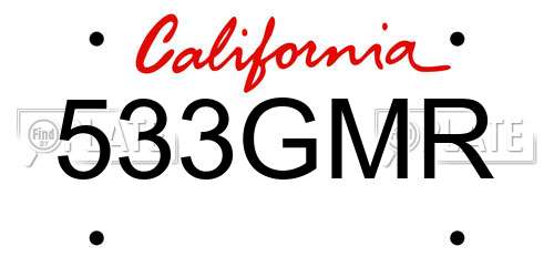 533GMR California License Plate