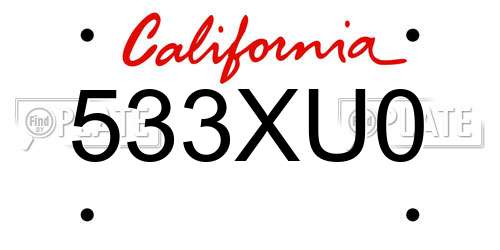 533XU0 California License Plate