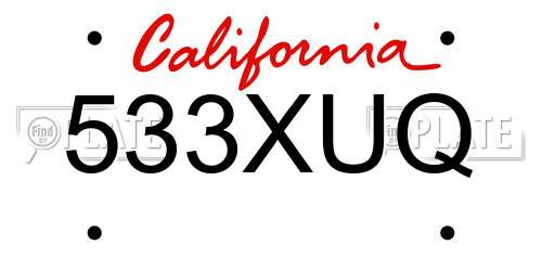 533XUQ California License Plate