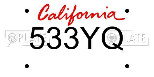 533YQ California License Plate
