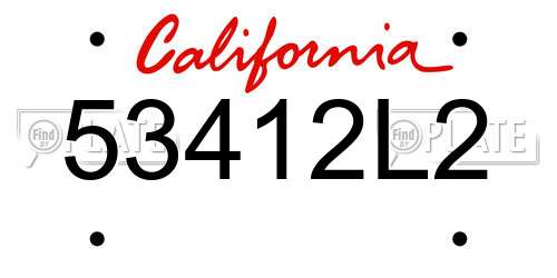 53412L2 California License Plate