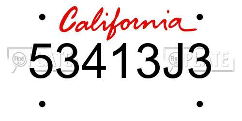 53413J3 California License Plate