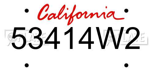 53414W2 California License Plate