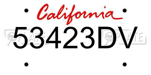 53423DV California License Plate
