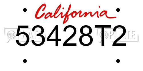 53428T2 California License Plate