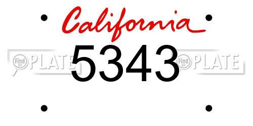 5343 California License Plate