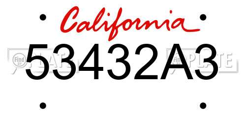 53432A3 California License Plate