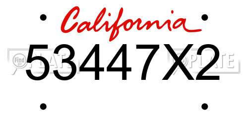 53447X2 California License Plate