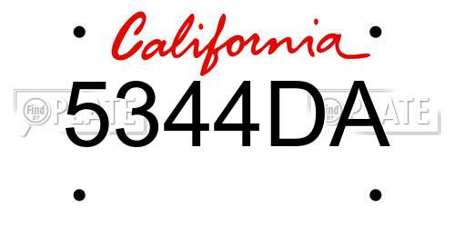 5344DA California License Plate