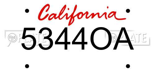 5344OA California License Plate