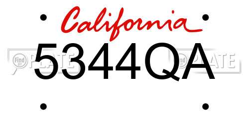 5344QA California License Plate