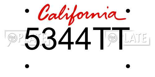 5344TT California License Plate