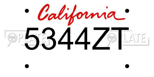5344ZT California License Plate