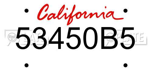 53450B5 California License Plate