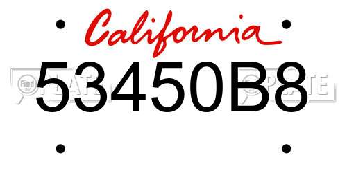 53450B8 California License Plate