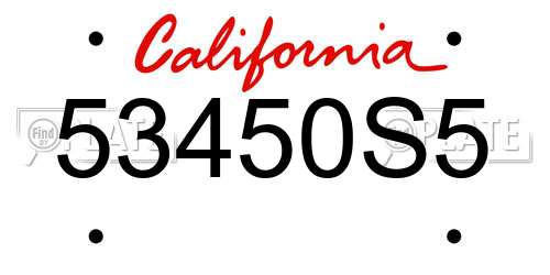 53450S5 California License Plate