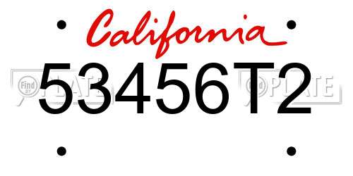 53456T2 California License Plate