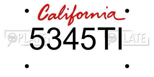 5345TI California License Plate