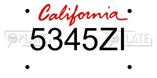 5345ZI California License Plate