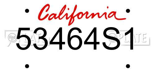 53464S1 California License Plate