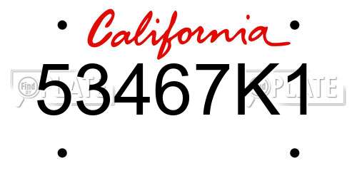 53467K1 California License Plate