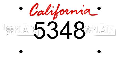 5348 California License Plate