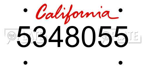 5348055 California License Plate