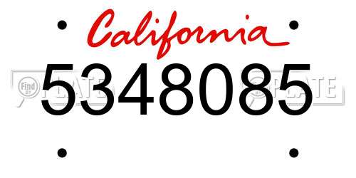 5348085 California License Plate