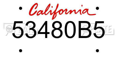 53480B5 California License Plate