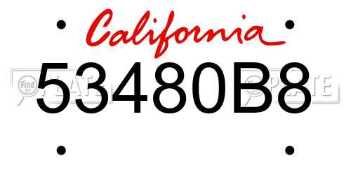 53480B8 California License Plate