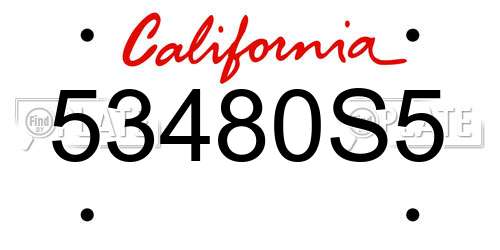 53480S5 California License Plate