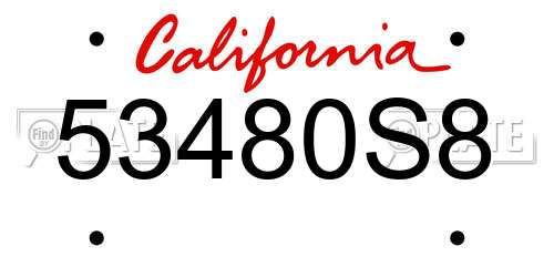 53480S8 California License Plate