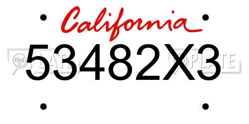 53482X3 California License Plate