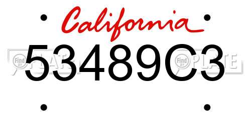 53489C3 California License Plate