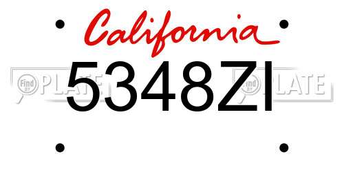 5348ZI California License Plate