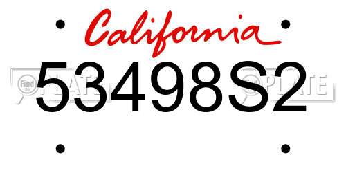 53498S2 California License Plate